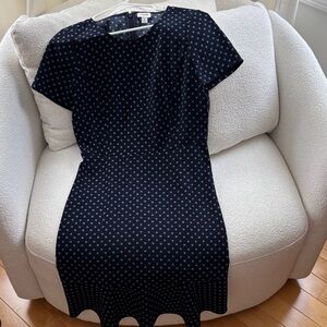 J. Crew Black and White Patterned Midi Dress
